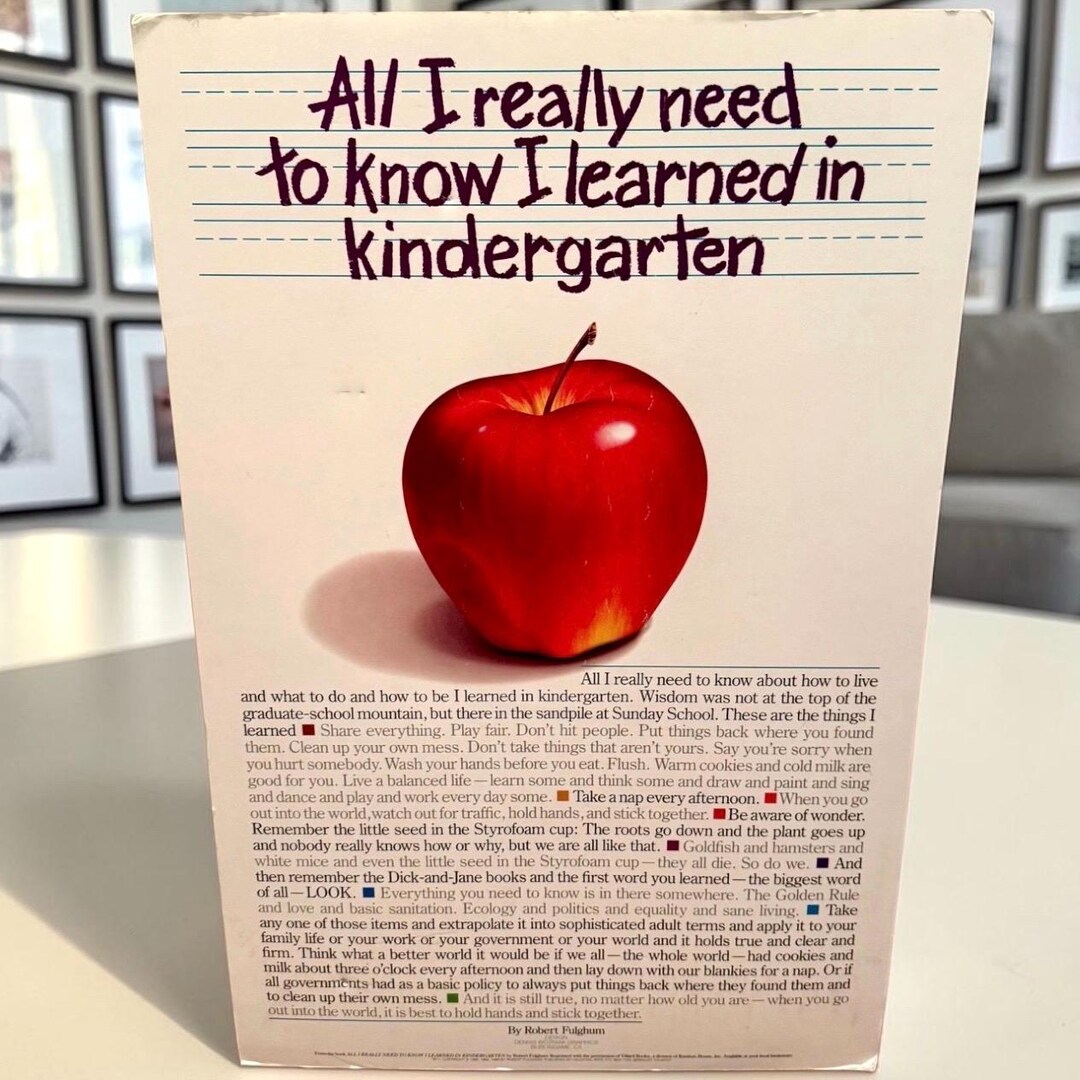 All I Really Need to Know I Learned in Kindergarten Poster 1989 - Etsy