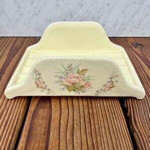 Vintage V.B. Athena California Pottery Letter Holder Floral Desk Mail Organizer Cottage Decor