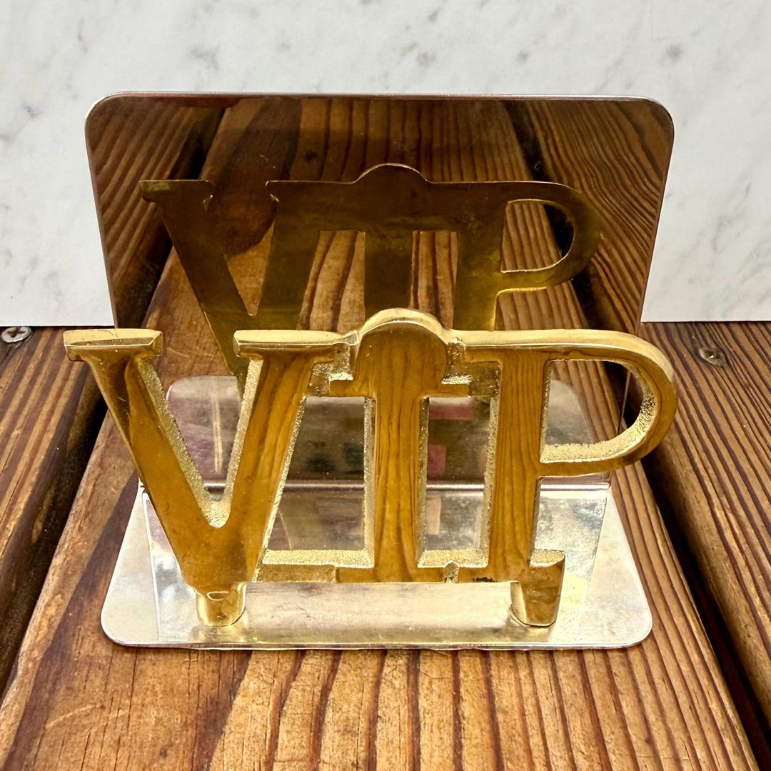 Vintage Brass VIP Letter Holder, Mid Century Mail Organizer Desk Decor ...