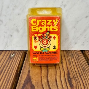 Vintage 1988 Golden Crazy Eights Kartenspiel für Kinder - Western PUbling Company - 45 Kartenspiel mit Plastikhülle Unbenutzt New Old Stock