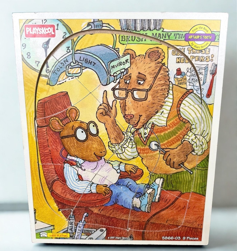 Vintage 1997 Playskool Arthur Wooden Puzzle Dentist Scene 9 Piece - Etsy