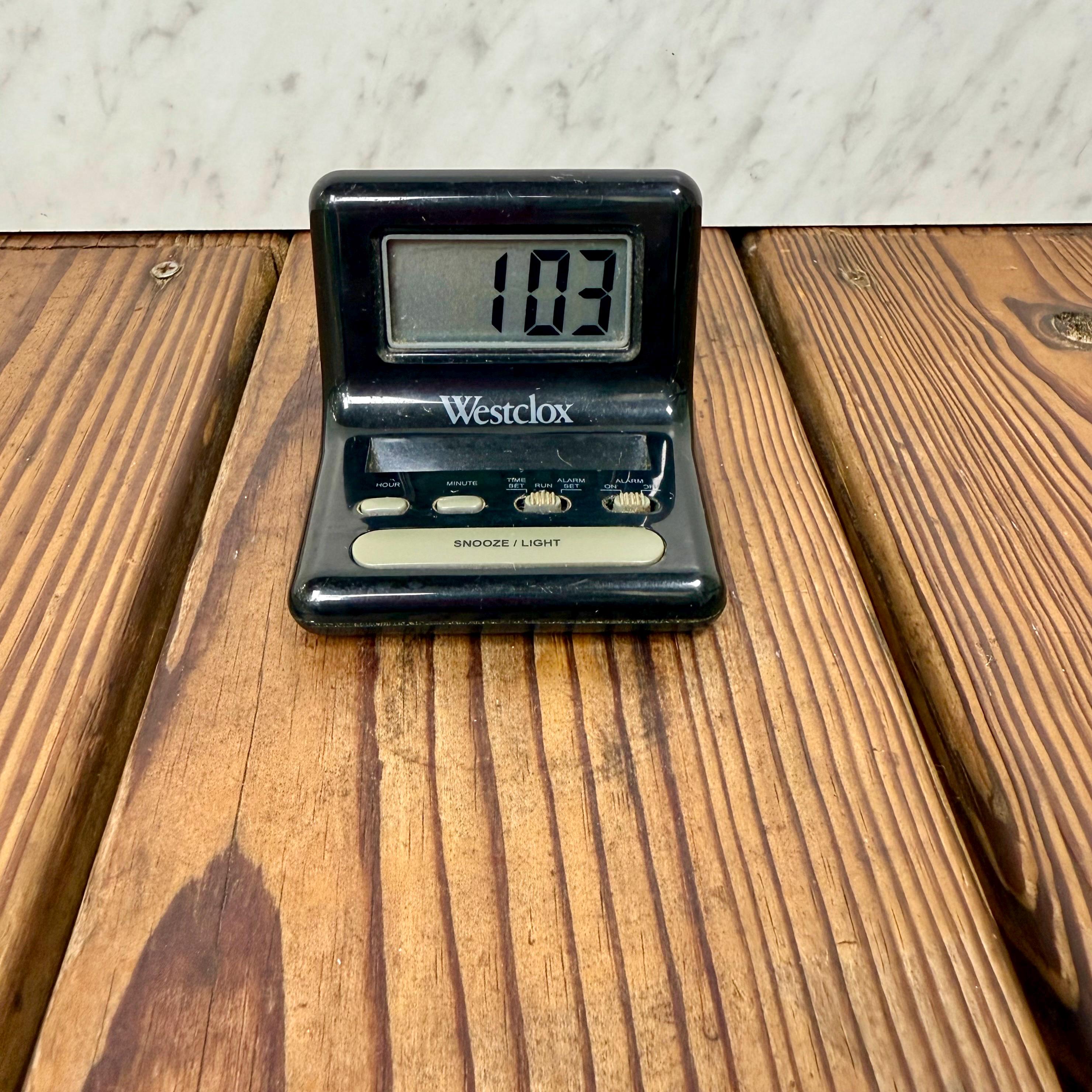 Vintage Westclox Digital Alarm Clock – Black Travel Clock, 1990s