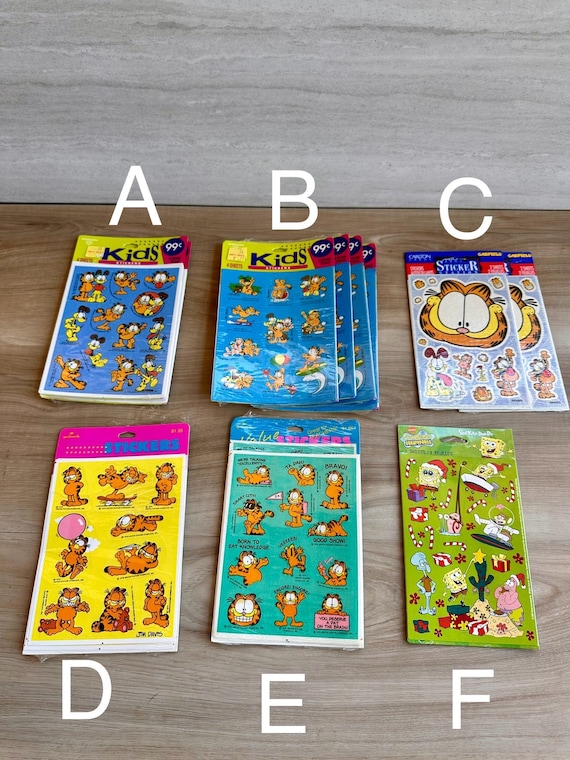 Vintage Garfield Sticker Packs – Choose Design – 1980s & 1990s Unused Sheets by Jim Davis