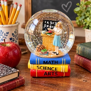 Snöglob för lärare, matematik, naturvetenskap, konst, böcker, klassrumslärare, gåva