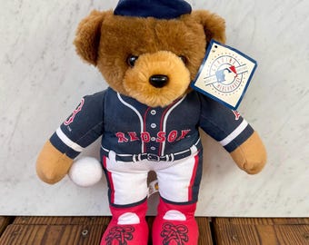 Vintage 1990s Boston Red Sox Teddy Bear Plush – 12” MLB, Sewn-On Uniform