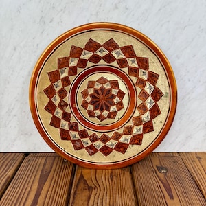 Vintage Turkish Copper Wall Plate Dish – Hand Tooled Mandala 14”