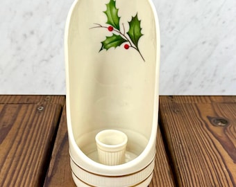 Portacandele natalizio Lenox a forma di agrifoglio / Decorazione natalizia vintage in oro 24 carati