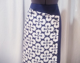 Blue & White Emblem Panel Skirt