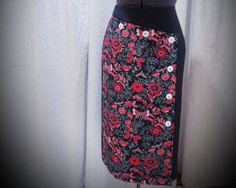 Black floral and butterflies Panel skirt