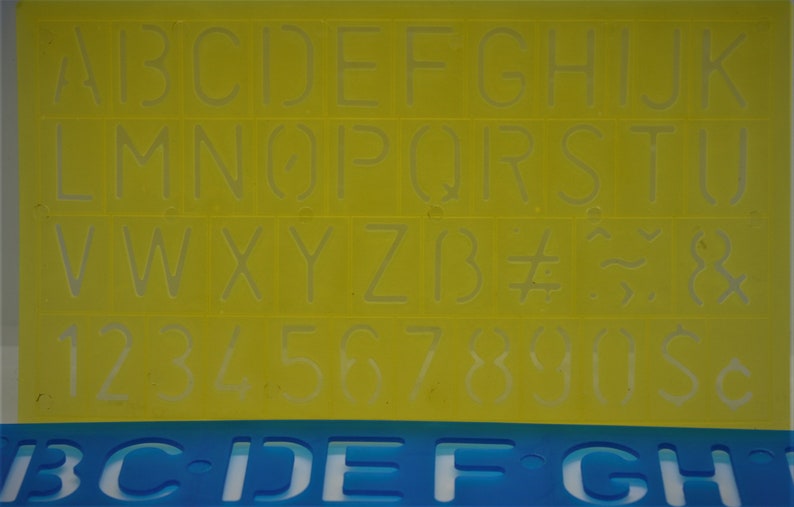 3 Set ABC Alphabet Stencil Letter Number Symbols Assorted Lettering Sizes Set image 2