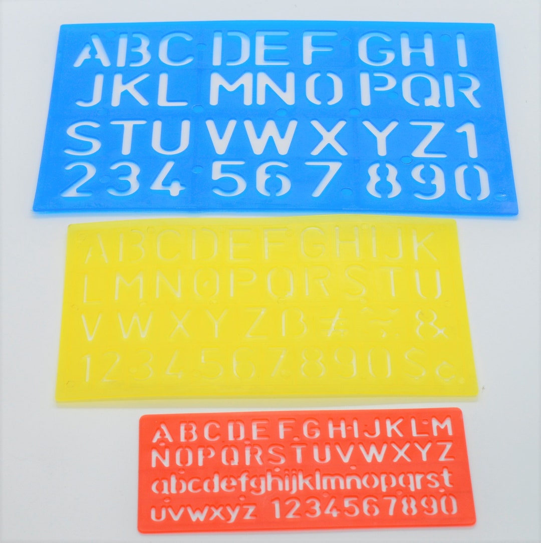 3 Set ABC Alphabet Stencil Letter Number Symbols Assorted Lettering ...