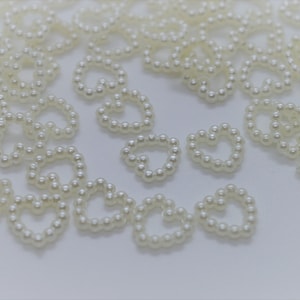 Ivory Pearl Bead Heart Shaped Confetti Decorations Wedding 11mm