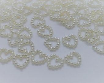 Ivory Pearl Bead Heart Shaped Confetti Decorations Wedding 11mm