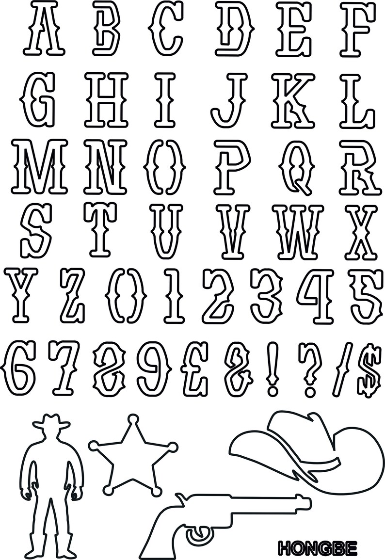 Cowboy Western Wall A4 Stencil Template Horse Hat Boot Etsy