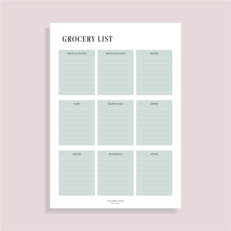 ENGLISH Grocery List Printable Template Grocery Planner Etsy