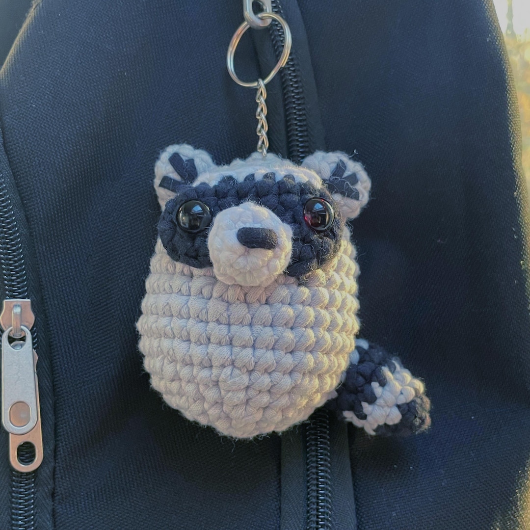 Crocheted Raccoon Keychain - Etsy
