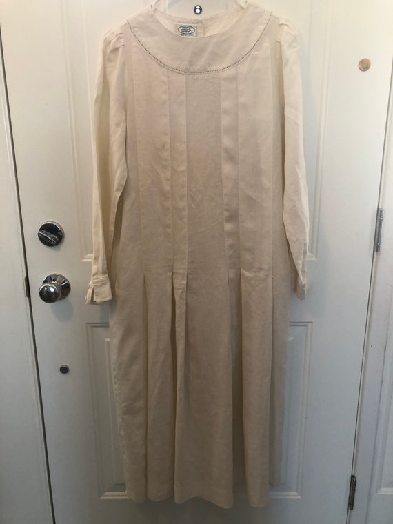 Vintage Laura Ashley Ivory Linen Long Sleeve Dress