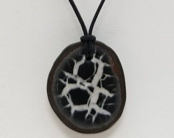 Gift idea necklace jewlery Handmade Macrame Pendant Gorgeous septarian nodule cabochon 3 statement piece