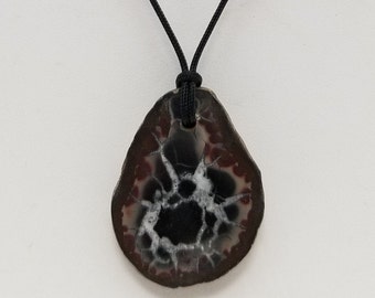 Gift idea necklace jewlery Handmade Macrame Pendant Gorgeous septarian nodule cabochon 3 statement piece