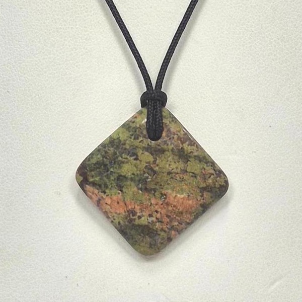 Unakite Pendant Necklace, Free Shipping (24248), Unakite Necklace, Green Epidote and Pink Feldspar Pendant, Pendantlady