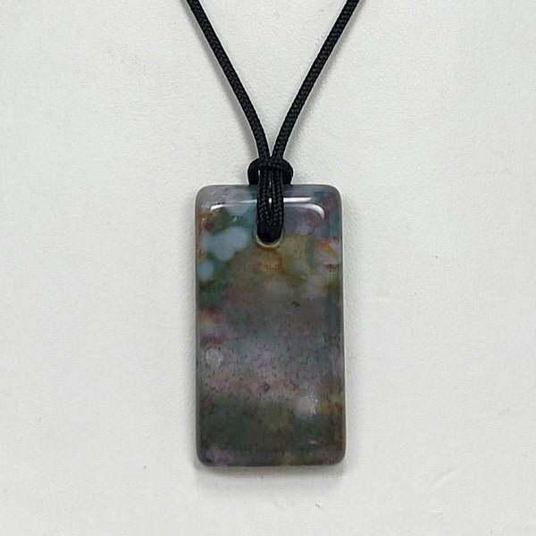 Ocean Jasper Pendant Necklace, Free Shipping (24112), Jasper Pendant, Adjustable Black Cord, Pendantlady