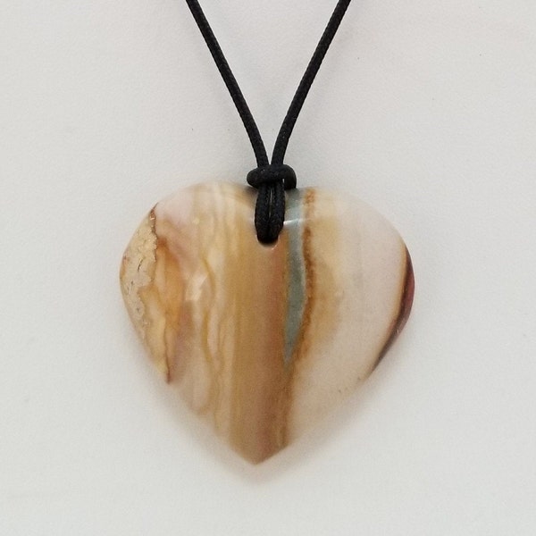 Polychrome Jasper Heart Pendant Necklace, Free Shipping (20165), Desert Jasper Heart Necklace, Jasper Pendant, Pendantlady