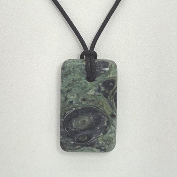 Kambaba Jasper Pendant Necklace, Free Shipping (26468), Kambaba Jasper Pendant, Adjustable Black Cord, Pendantlady
