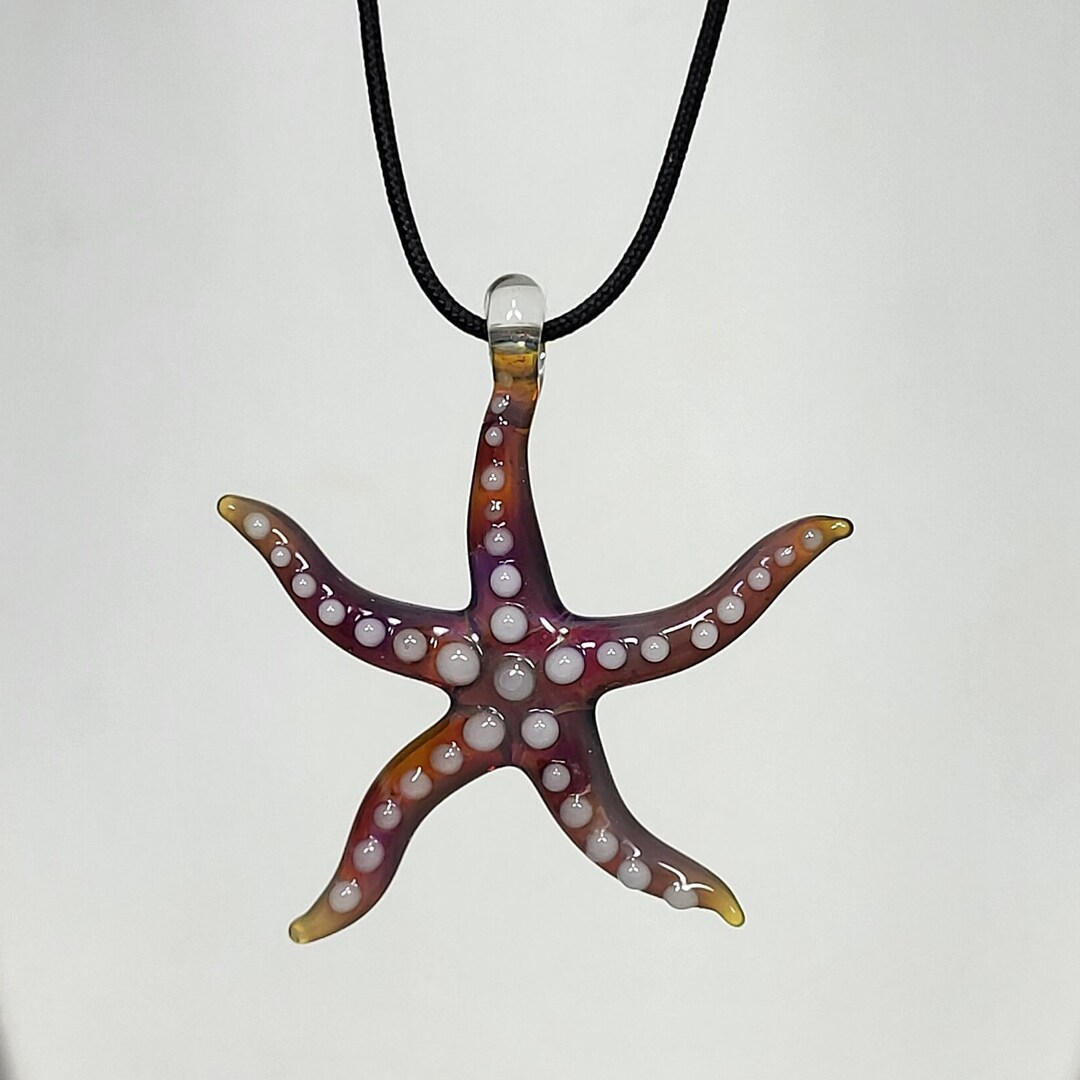 Starfish Pendant Necklace, Free Shipping 23821, Glass Starfish Necklace, Glass Pendant