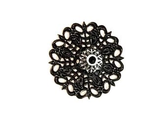 1"  Vintage filigree Floral Mirror Double Rosettes - Pack of 10 Rosettes.