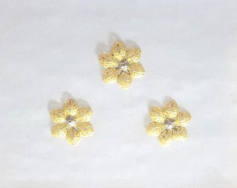 1.65" Golden Metal Flower Mirror Rosettes Double  - Pack of 10 Rosettes.