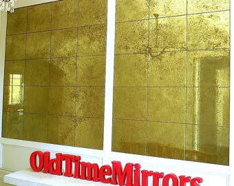 Antique Gold Mirror Tiles: USA Made, Luxurious Interior Design. The price is for 1 tile.
