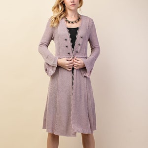 new VOCAL studded military cardigan duster wrap Western Magnolia bohemian Mauve reg SM-XL plus 1X-3X bell lace sleeve  gorgeous (4-colors)