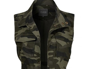 new Dynas Fashion Boutique anorak utility camouflage vest Sm-3XL  camo safari military army shirt jacket  USA stylish