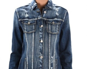 New KanCan Denim jean jacket coat darker wash wardrobe staple XS-3X western cowgirl tuff bohemian style