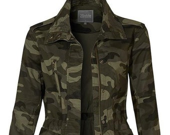 new Dynas Fashions  Camo Camouflage utility military safari anorak jacket USA reg XS-2XL green/ black/olive