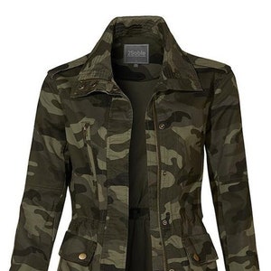 new Dynas Fashions  Camo Camouflage utility military safari anorak jacket USA reg XS-2XL green/ black/olive