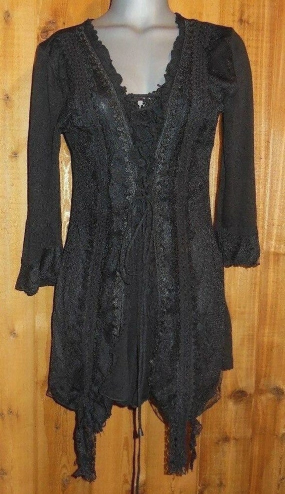 Buy New Pretty Angel Black Tunic Top Blouse, Slenderizing Slimming Plus &  Reg Sizes Western Flare Victorian Vintage SM-3X BOHEMIAN Rare Limited  Online in India 