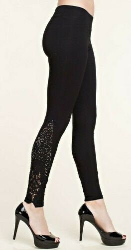 New Vocal Sexy Dressy Black Leggings Pants Yoga SM-4X Lace and Bling  Rhinestones Athletic Dressy Leisure Wear Reg/plus Bohemian Shabby Chic -   Canada