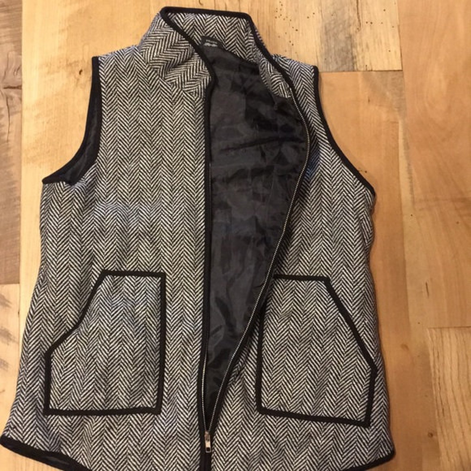 New KATYDID Herringbone TWEED Vest Jacket Lined XS-L Black - Etsy