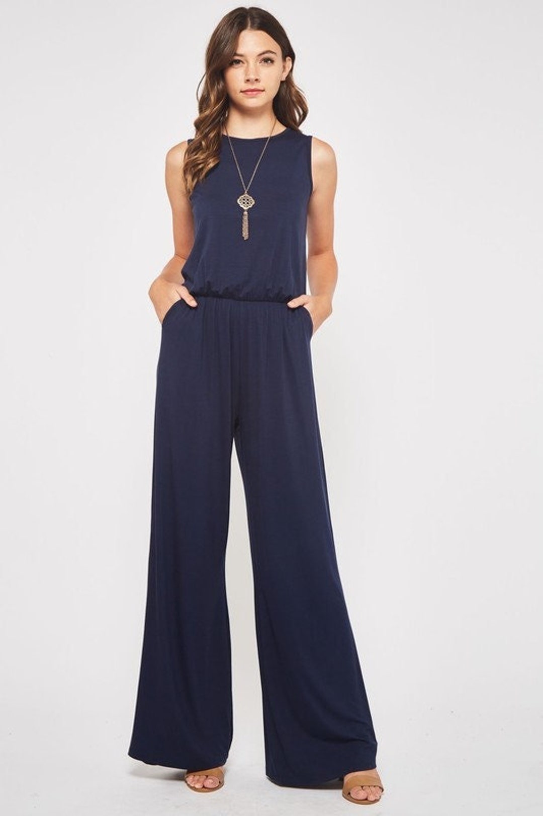 New Navy Beeson River Jumpsuit Romper Pant One Piece Slenderizing Reg ...