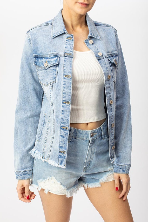 NEW Kancan Denim Jean Jacket Coat Light 