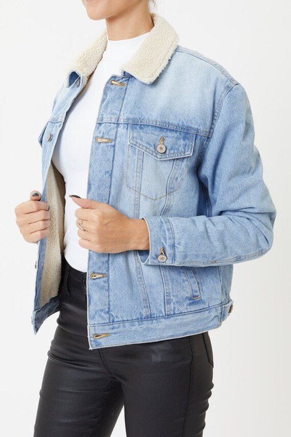 Kancan Denim Jeans Jacket Sherpa Lined 