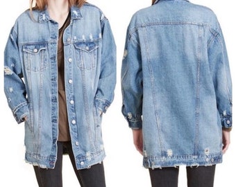 cheap long denim jacket