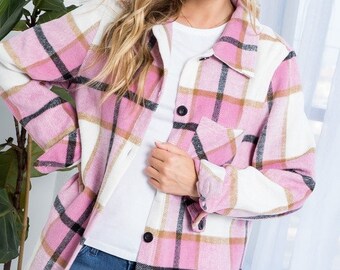 pink flannel jacket