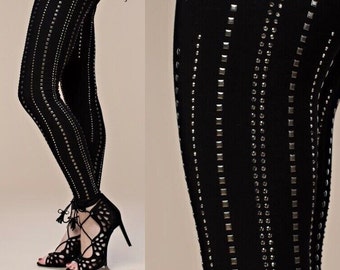 nieuwe VOCAL leggings broek zwart Rocker Biker Harley concert party strass bling SM-XXL westerse slenderizing afslankfeest