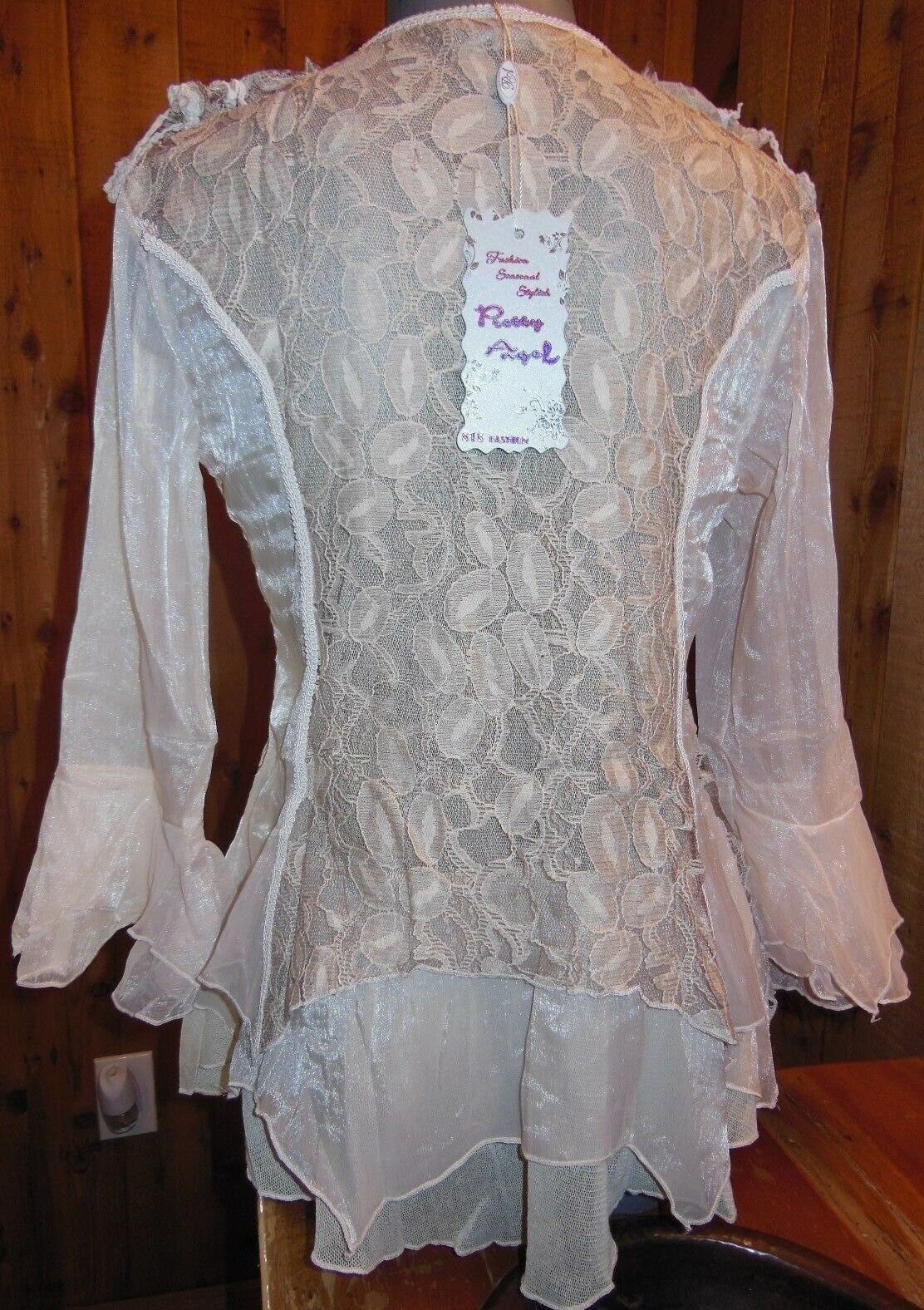 NEW Pretty Angel Gorgeous Beige Tunic Blouse Ruffles & Lace - Etsy