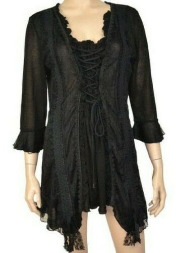 Buy New Pretty Angel Black Tunic Top Blouse, Slenderizing Slimming Plus &  Reg Sizes Western Flare Victorian Vintage SM-3X BOHEMIAN Rare Limited  Online in India 
