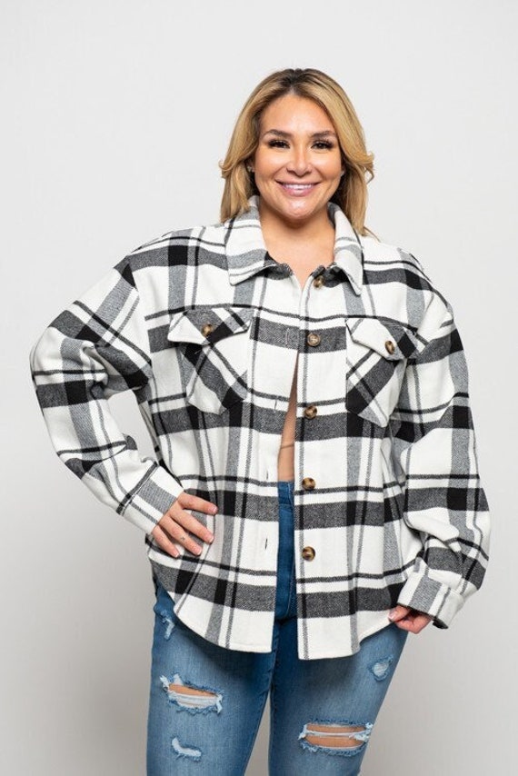 Women's Oversized Western Plaid Jacket