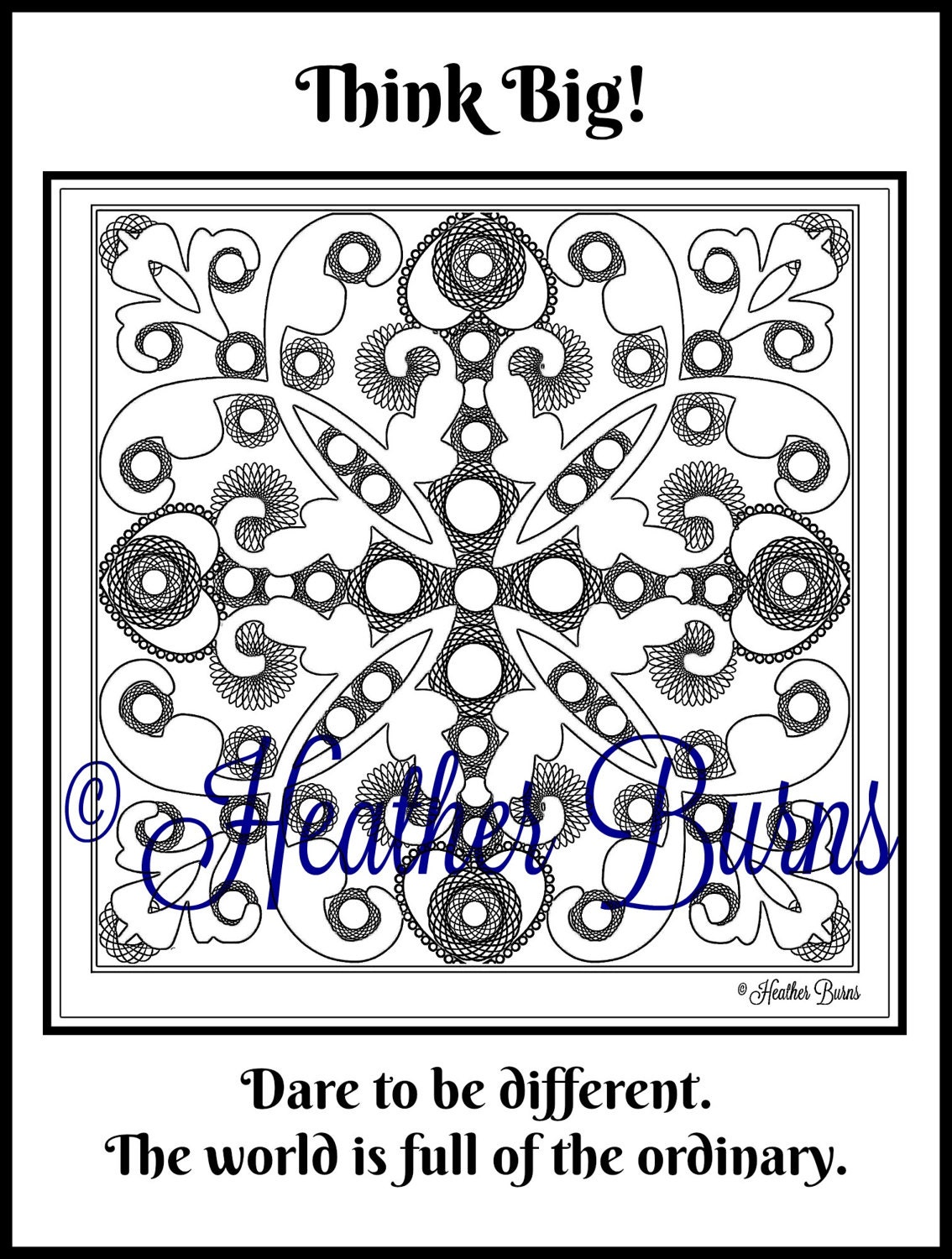Coloring Page/think Big Inspirational Tile/adult Coloring/inspiration ...