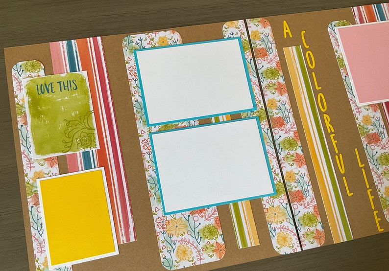 A Colorful Life Layout- 12x12 Premade Scrapbook Pages - Etsy